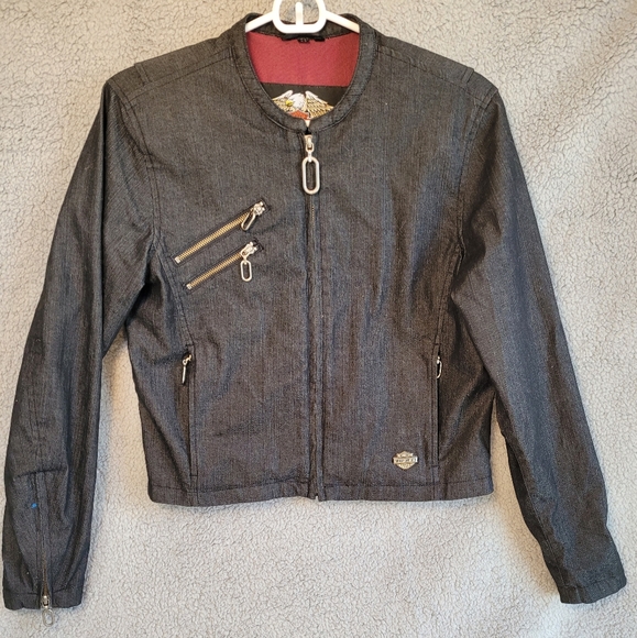 Harley Davidson  Women's Jacket Dark Gray with zippers Medium - Picture 1 of 15